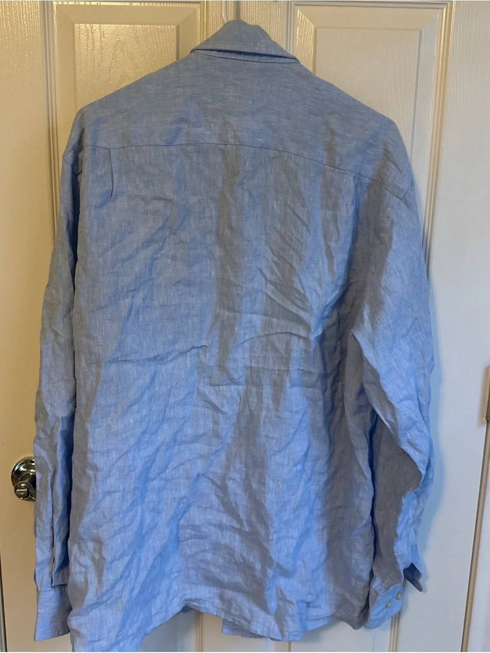 Orvis Sky Blue Linen Casual Button-Down Shirt